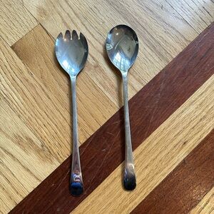 Vintage Sheffield England Serving Set Silver Plated Salad Spoon & Fork